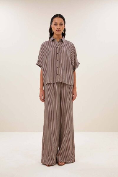Sunny stripe blouse burgundy By-Bar Amsterdam