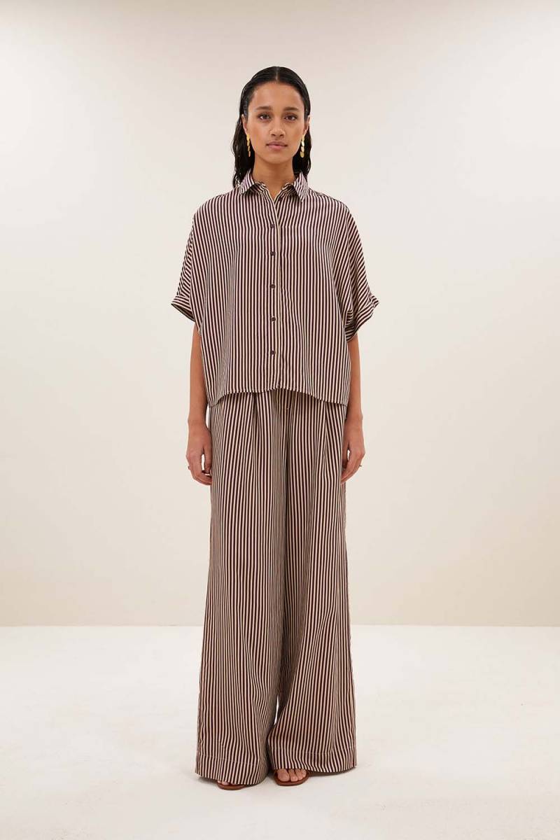 Sunny stripe blouse burgundy By-Bar Amsterdam - Afbeelding 3