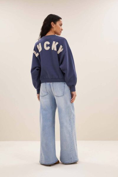 Bibi lucky curve sweater blue By-Bar Amsterdam