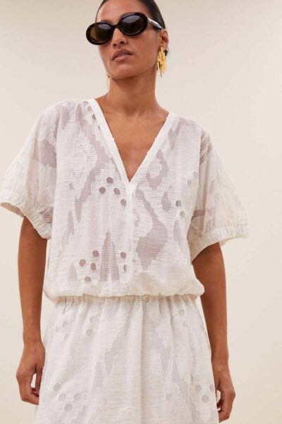 Mabel mist blouse cream By-Bar Amsterdam