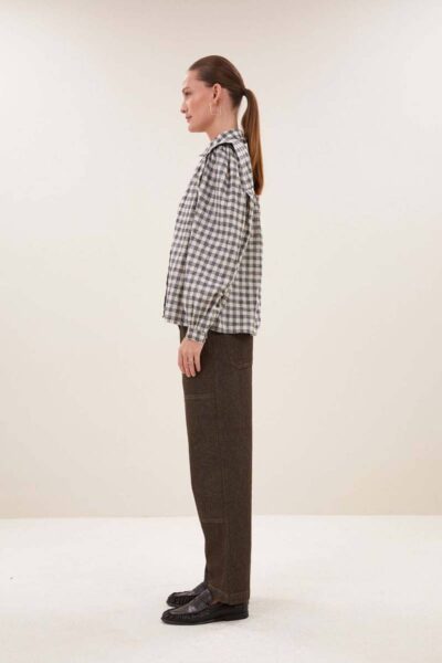 Maia check blouse ash grey By-Bar Amsterdam