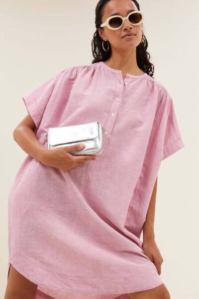 Amber linen dress dusty pink By-Bar Amsterdam