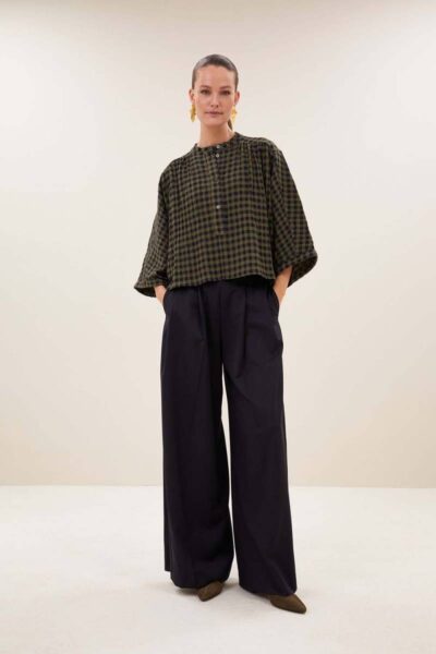 Jess blouse olive check By-Bar Amsterdam