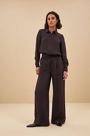 Donna satin stripe blouse cafe By-Bar Amsterdam