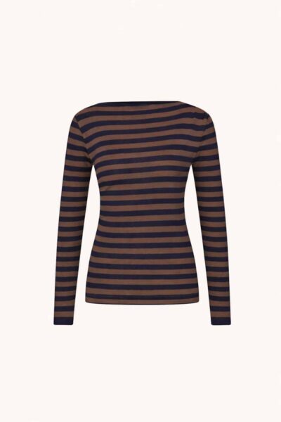 Leya big stripe top coffee bean By-Bar Amsterdam