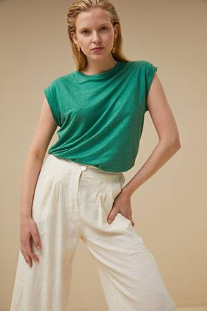 Thelma linen top spring green By-Bar Amsterdam