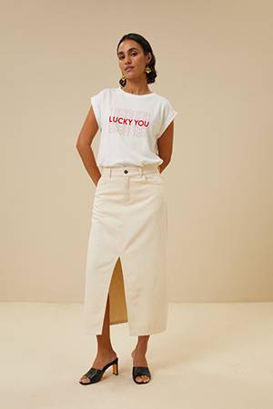 Elba twill skirt raw white By-Bar Amsterdam