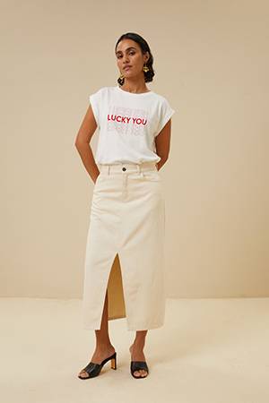 Thelma lucky you top off white By-Bar Amsterdam