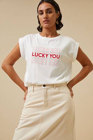 Thelma lucky you top off white By-Bar Amsterdam