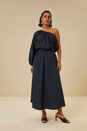 Juta poplin skirt midnight By-Bar Amsterdam