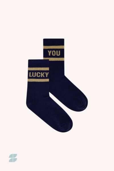 Lucky sparkle navy socks gold By-Bar