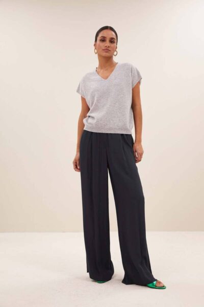 Sil v-neck pullover grey mel.By-Bar Amsterdam