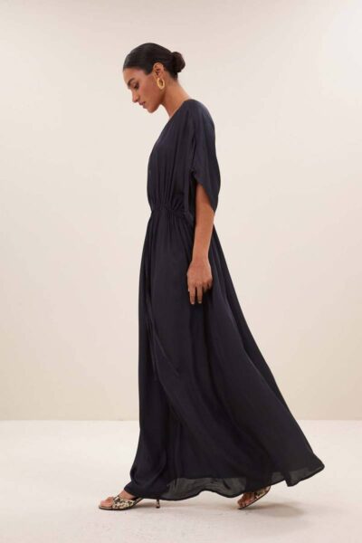 Long satin dress midnight By-Bar Amsterdam