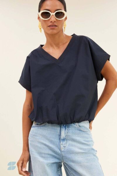 Tyler poplin top midnight By-Bar Amsterdam