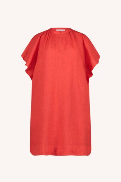 Vina linen dress bright poppy By-Bar Amsterdam