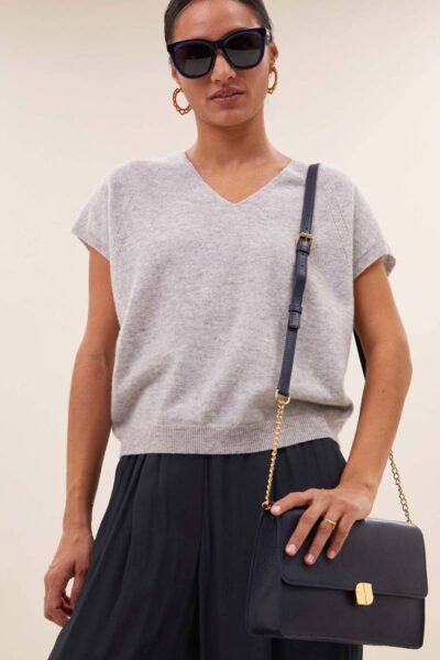 Sil v-neck pullover grey mel.By-Bar Amsterdam