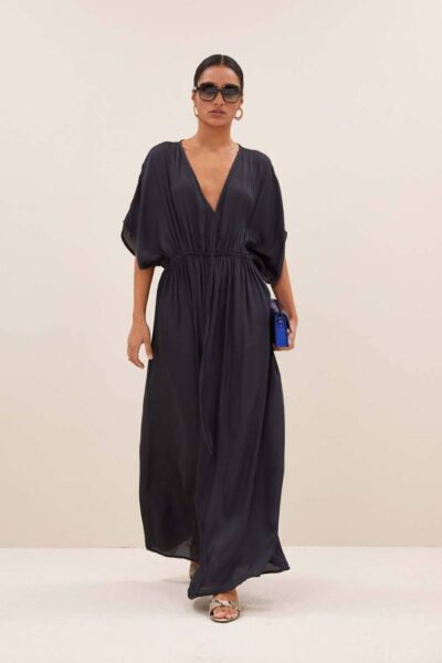 Long satin dress midnight By-Bar Amsterdam