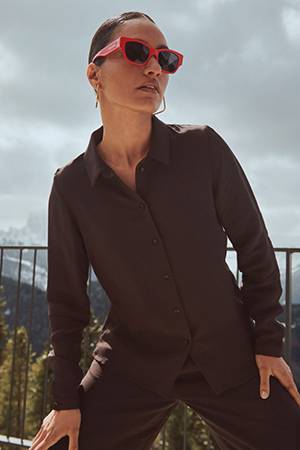 Donna satin stripe blouse cafe By-Bar Amsterdam