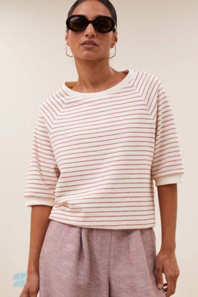 Neva heavy jersey stripe top rose By-Bar Amsterdam