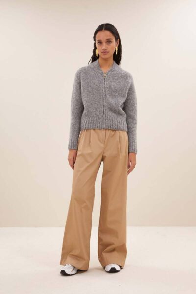 Jonas zipp cardigan grey melee By-Bar Amsterdam