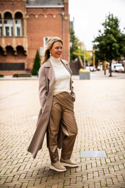 Lara coat taupe Knit-ted