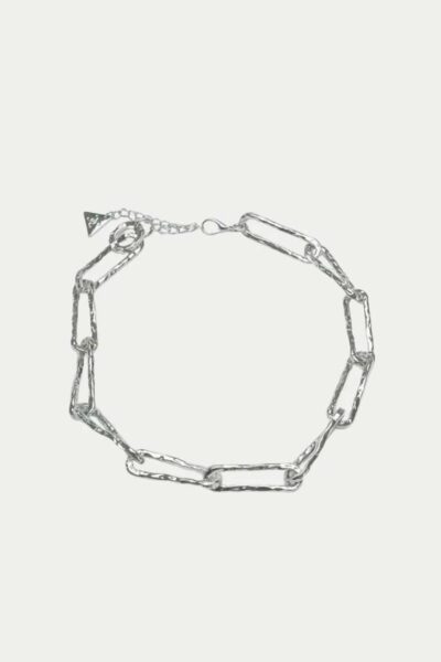 Hammered necklace silver BOW19