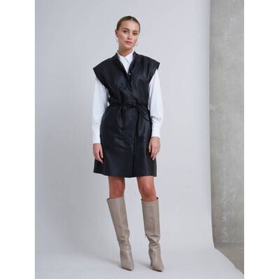 Eytelia kanza leather dress black Bruuns Bazaar