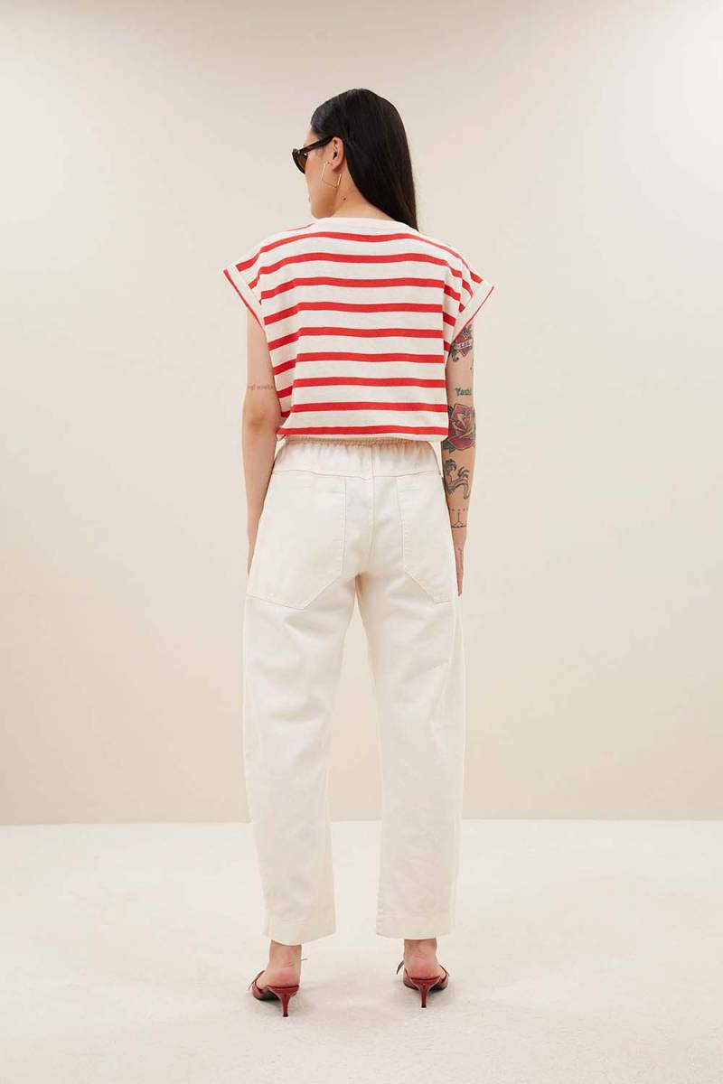 Tobi stripe top poppy red By-Bar Amsterdam - Afbeelding 4