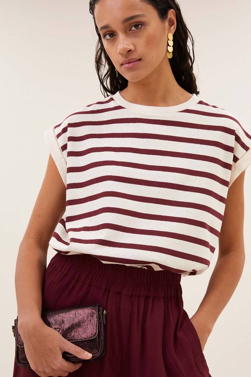Tobi stripe top grain wine By-Bar Amsterdam - Afbeelding 2