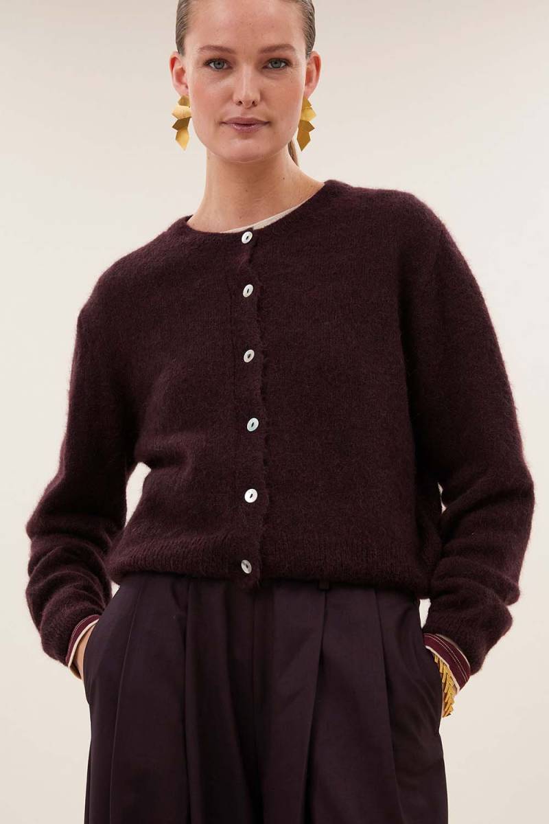 Cleo cardigan deep wine By-Bar Amsterdam - Afbeelding 2