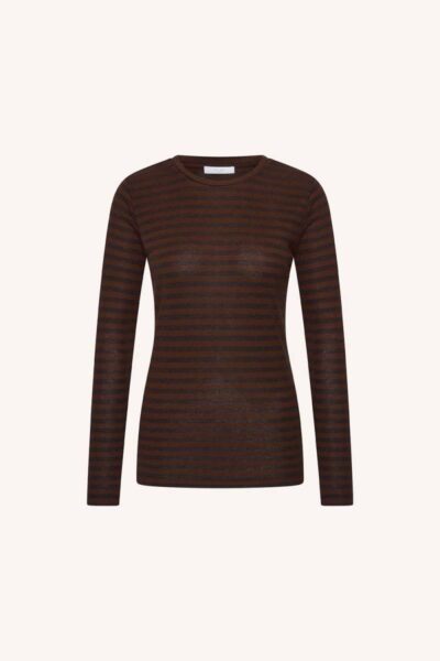 Basic ls melange stripe top coffee bean By-Bar