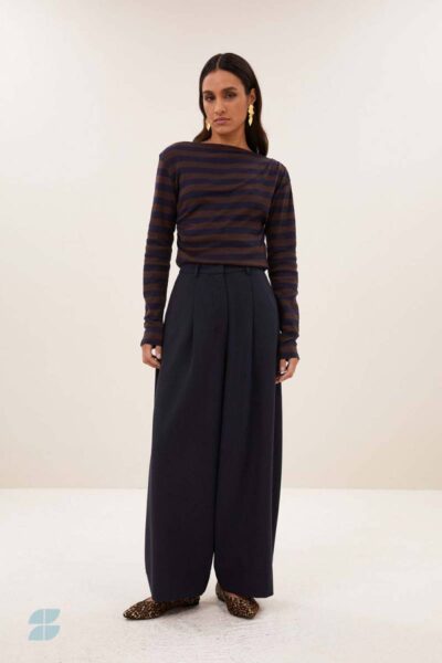 Leya big stripe top coffee bean By-Bar Amsterdam