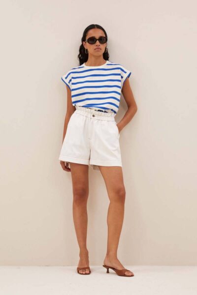 Leon twill short cloud white By-Bar Amsterdam