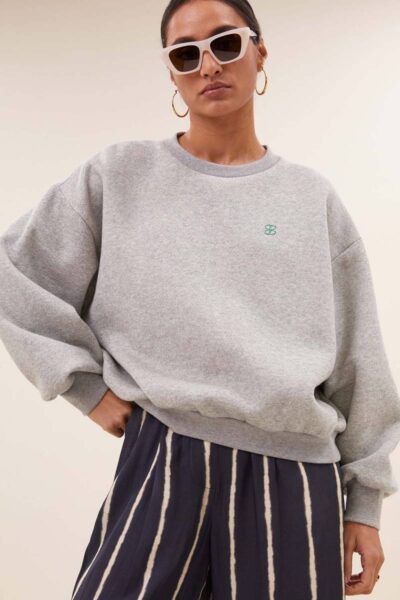 Bibi lucky curve sweater grey mel By-Bar Amsterdam