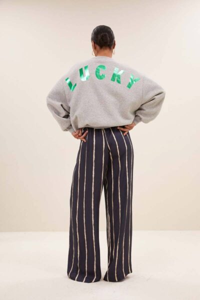 Bibi lucky curve sweater grey mel By-Bar Amsterdam