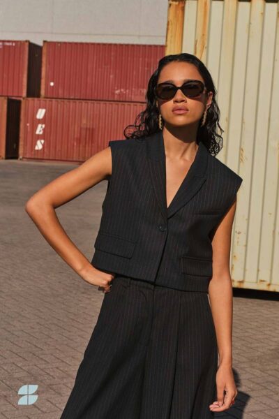 Bobi pinstripe gilet midnight By-Bar Amsterdam