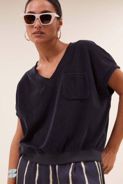 Tyler slub top jet black By-Bar Amsterdam