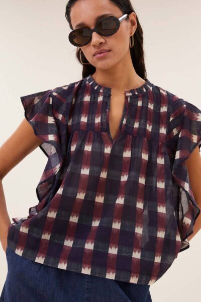 Danee ikat blouse wine By-Bar Amsterdam