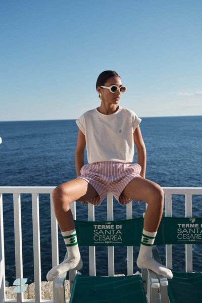 June stripe shorts pink By-Bar Amsterdam