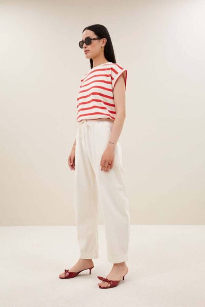 Tobi stripe top poppy red By-Bar Amsterdam