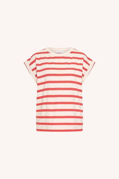 Tobi stripe top poppy red By-Bar Amsterdam