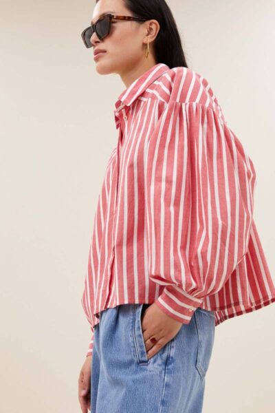 Sarah short red stripe blouse By-Bar Amsterdam