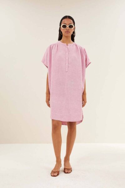 Amber linen dress dusty pink By-Bar Amsterdam