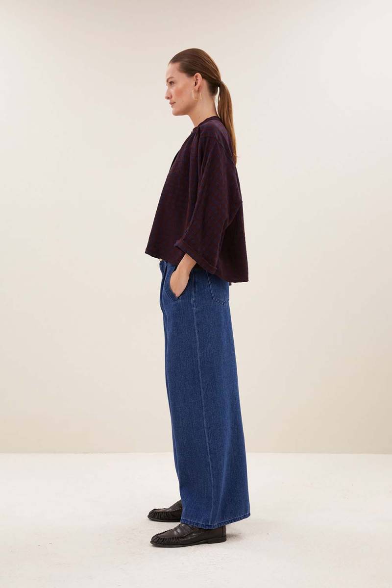 Jess blouse wine check By-Bar Amsterdam - Afbeelding 4