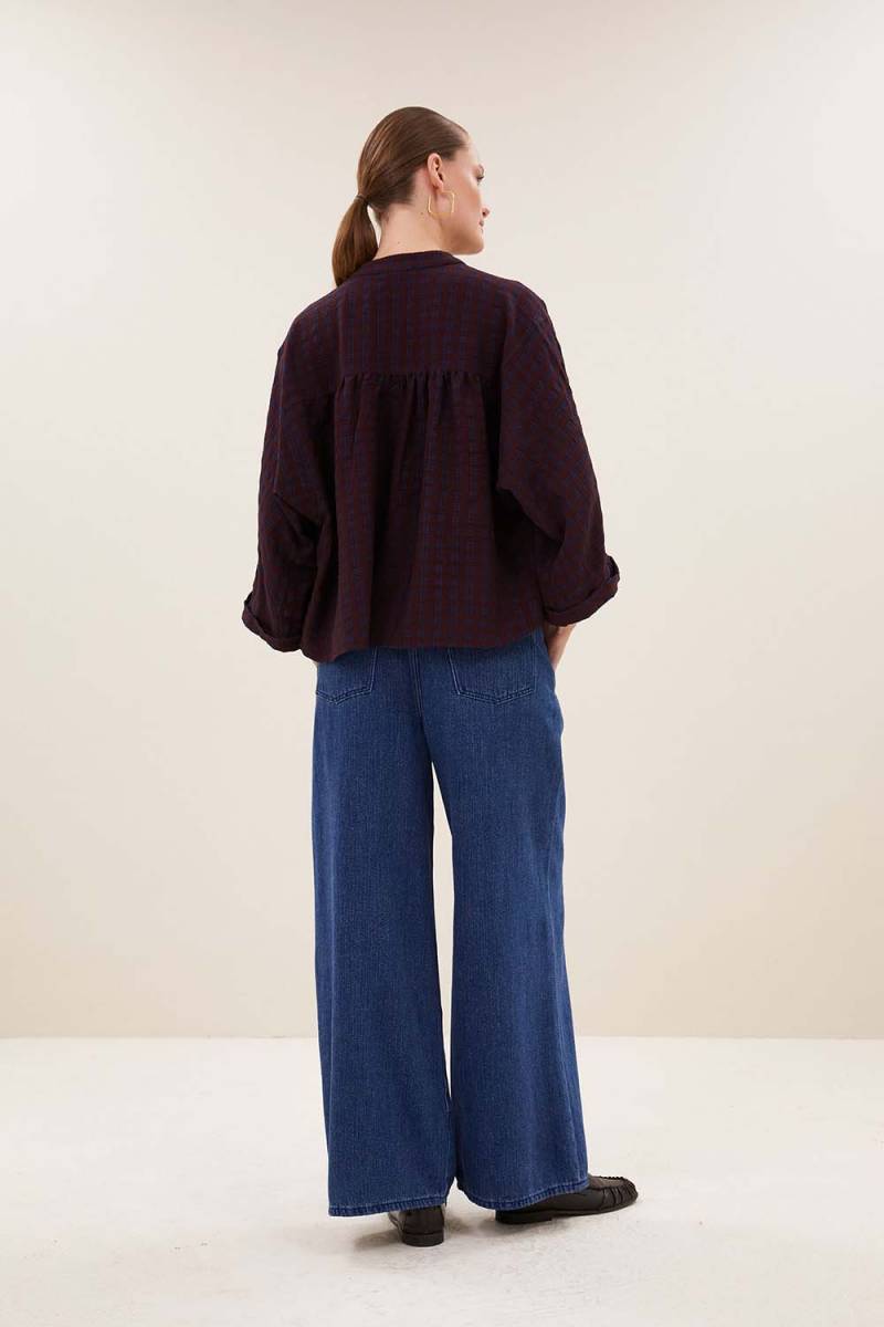 Jess blouse wine check By-Bar Amsterdam - Afbeelding 5