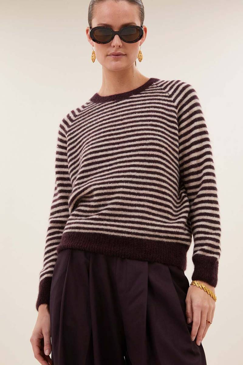 Sally stripe pullover burgundy By-Bar Amsterdam - Afbeelding 2