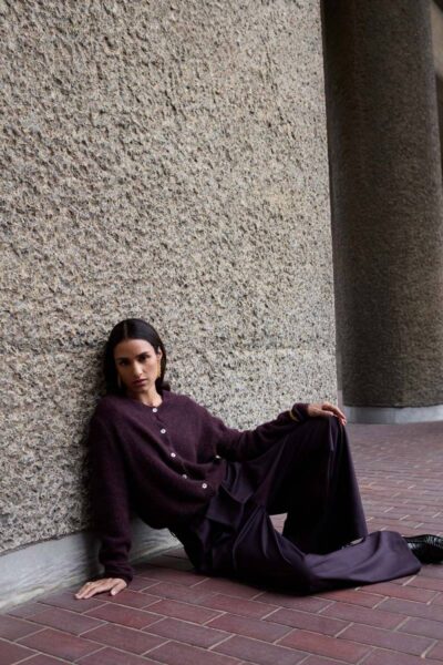Cleo cardigan deep wine By-Bar Amsterdam