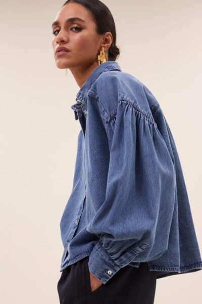 Sarah short denim blouse medium denim By-Bar