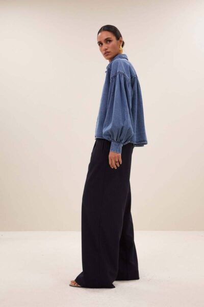 Sarah short denim blouse medium denim By-Bar