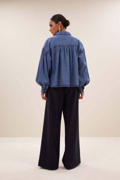 Sarah short denim blouse medium denim By-Bar